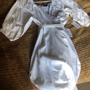 Eloquii white linen wrap dress